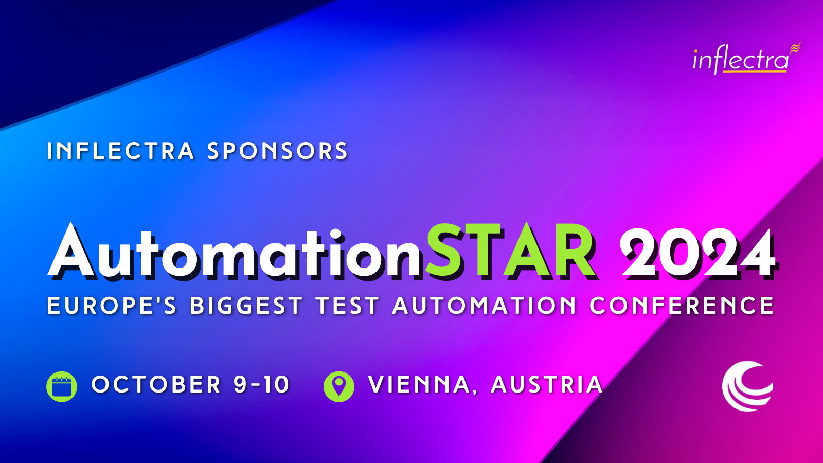 A banner advertising the AutomationSTAR 2024 conference. The banner features a gradient background in shades of purple and pink. The text "INFLECTRA SPONSORS" is at the top, followed by the conference name "AutomationSTAR 2024" in large, bold letters.