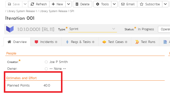 Setting Planned Estimate