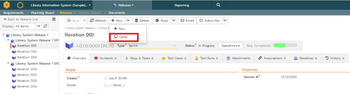 Locating the Release Clone Option